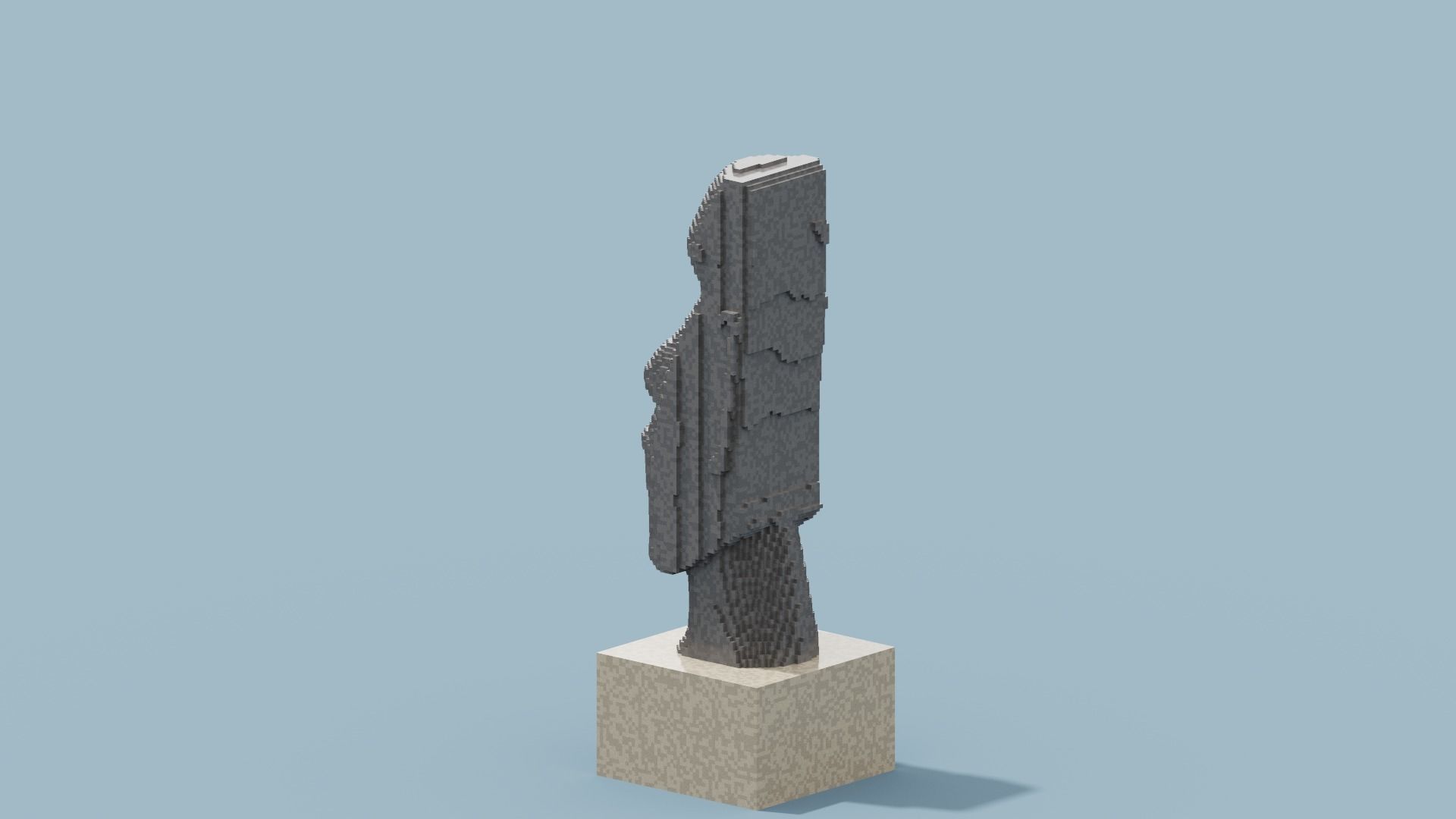 Voxel Moai Statue Low-poly 3D model_6