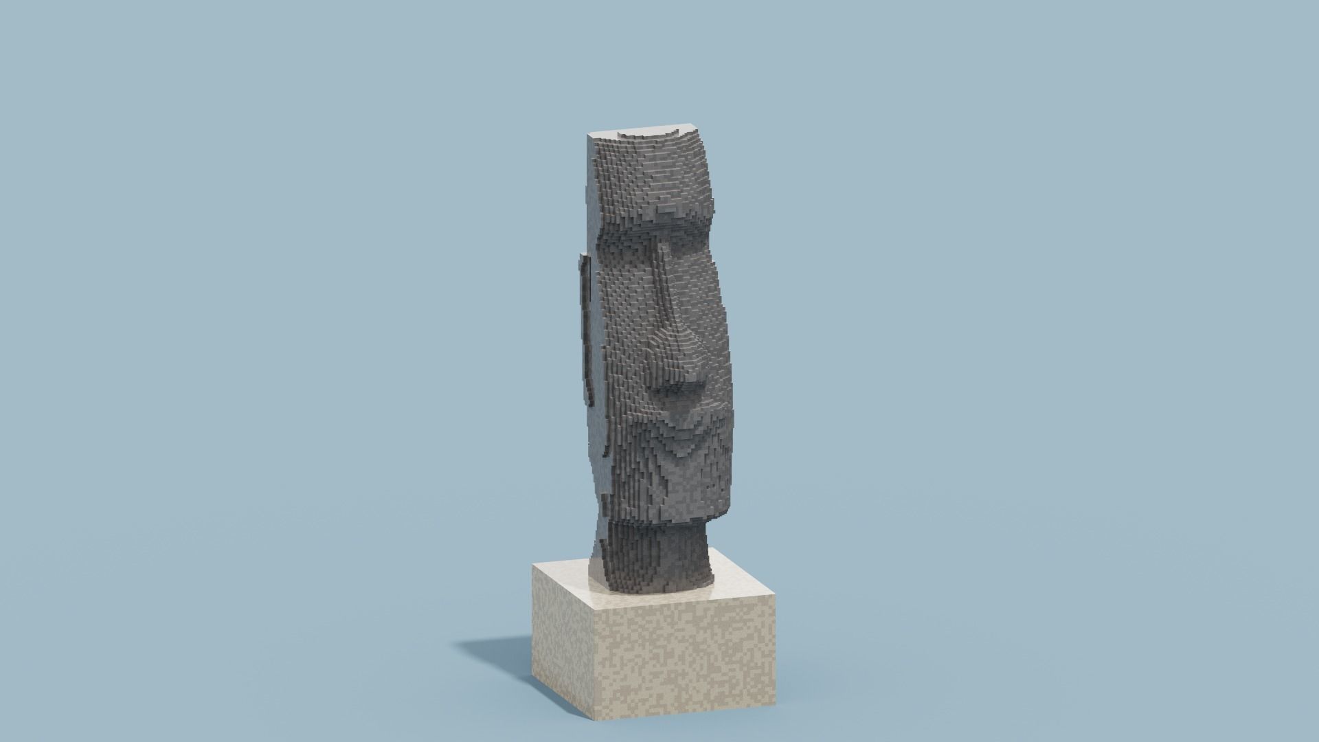 Voxel Moai Statue Low-poly 3D model_1