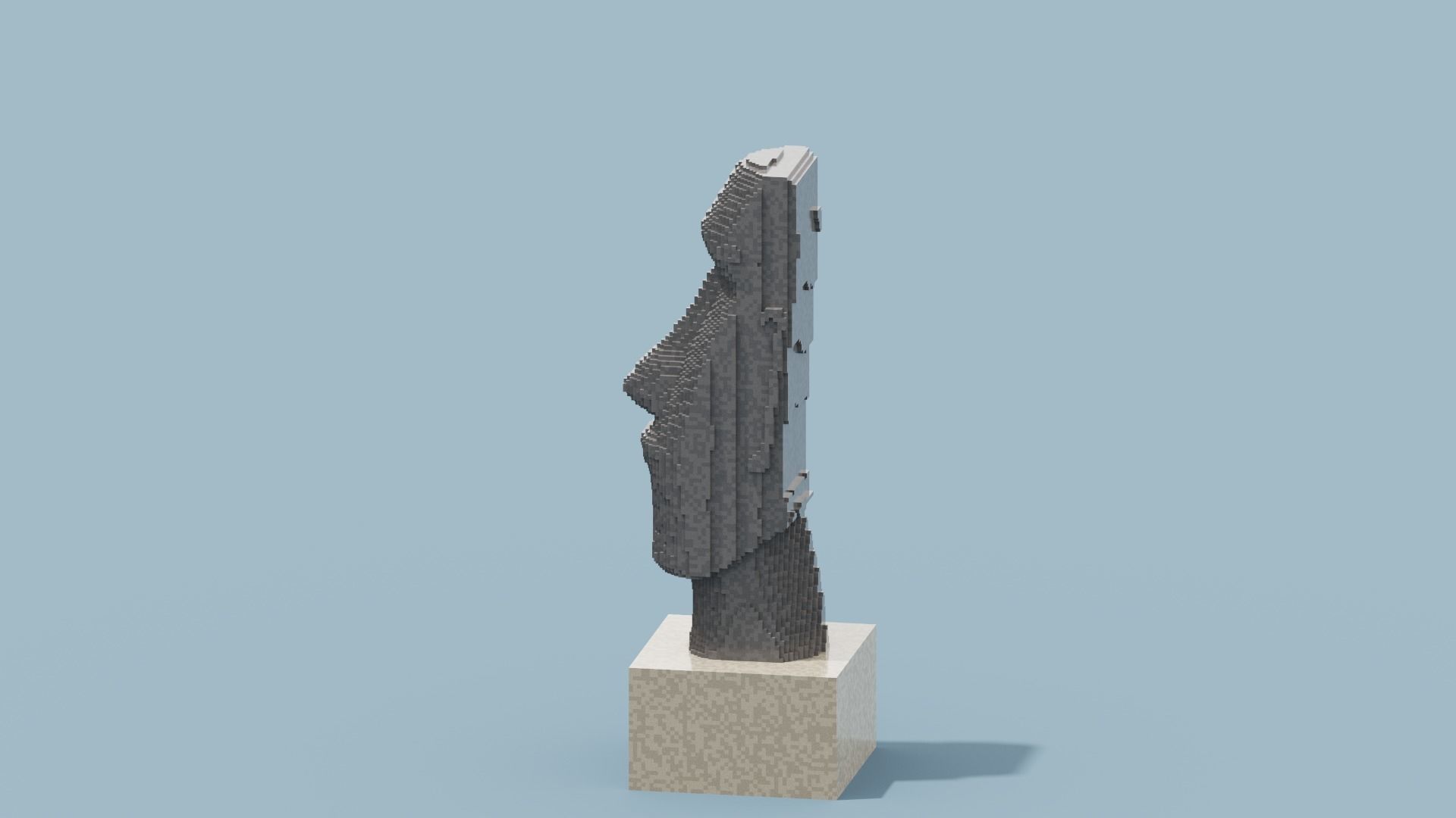 Voxel Moai Statue Low-poly 3D model_5