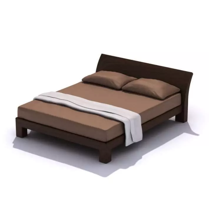 Modern Queen Size Bed Frame 3D model_0