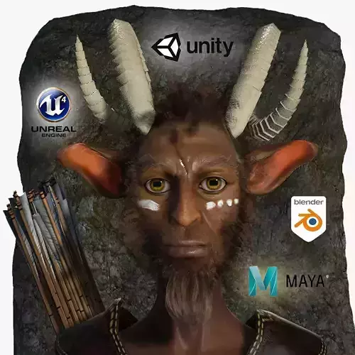 Faun High quality character full Rigged and Animated 3D model