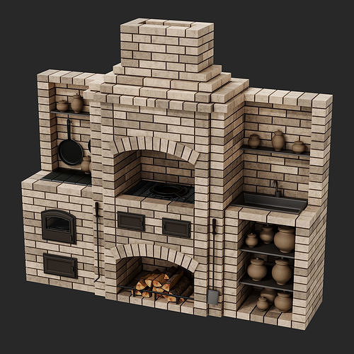 BBQ brick oven 3D model