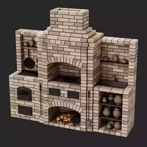 BBQ brick oven 3D model