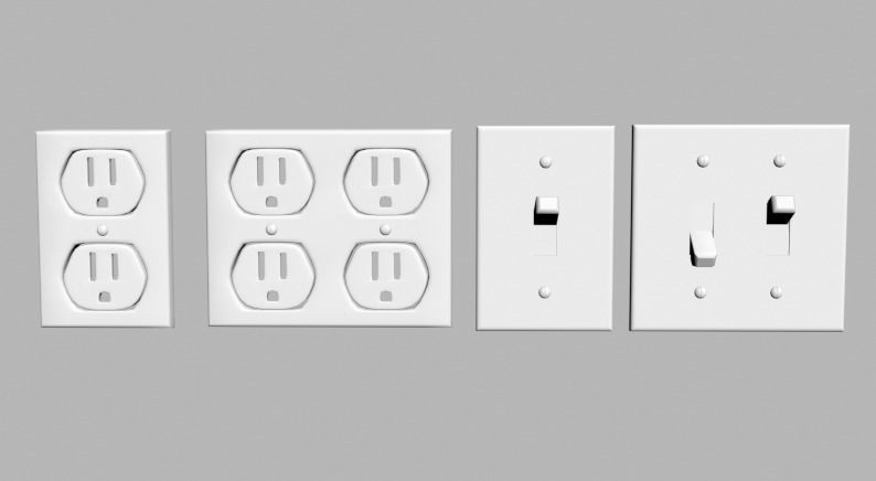 Switch and socket low poly Low-poly 3D model_1