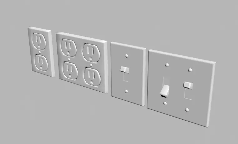 Switch and socket low poly Low-poly 3D model_0
