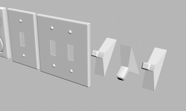 Switch and socket low poly Low-poly 3D model_2
