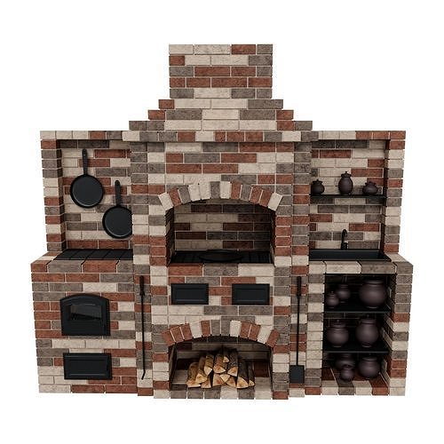 BBQ brick oven 3D model