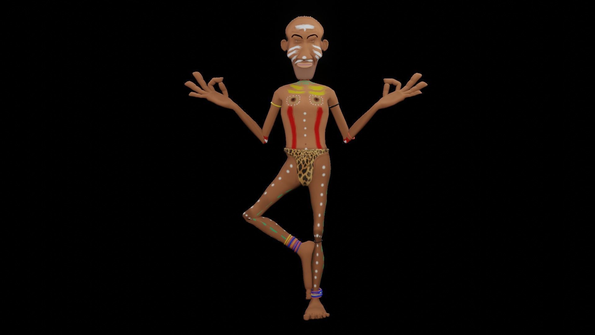 Ethnic African man Low-poly 3D model_1