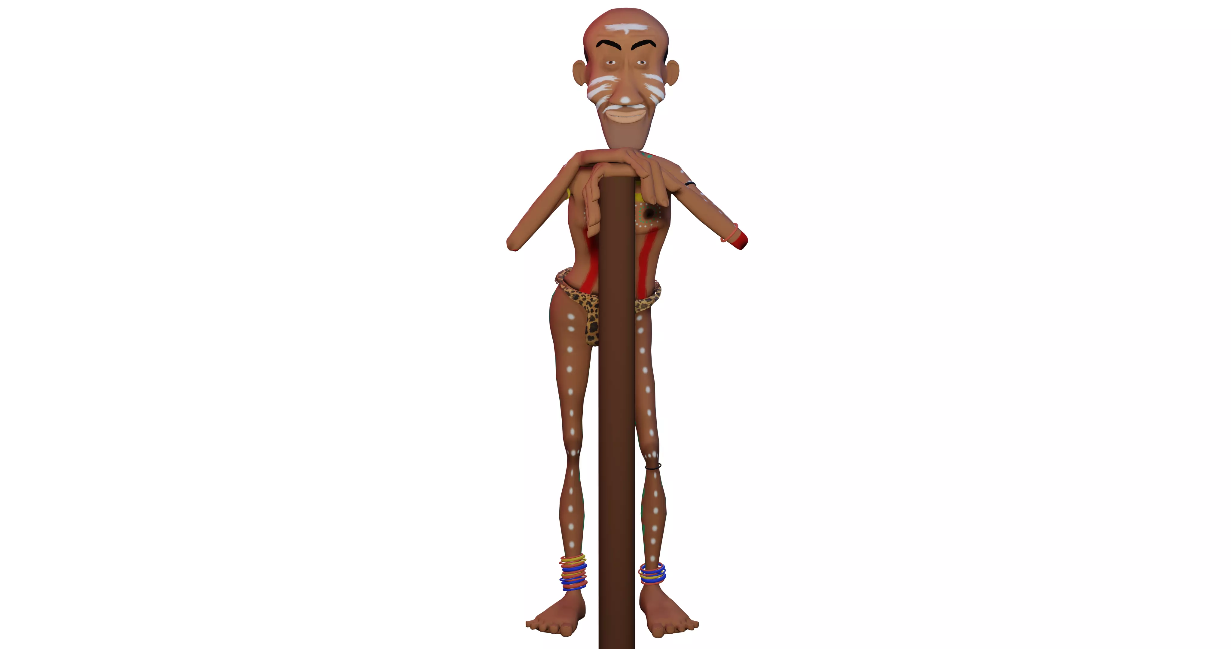 Ethnic African man Low-poly 3D model_0