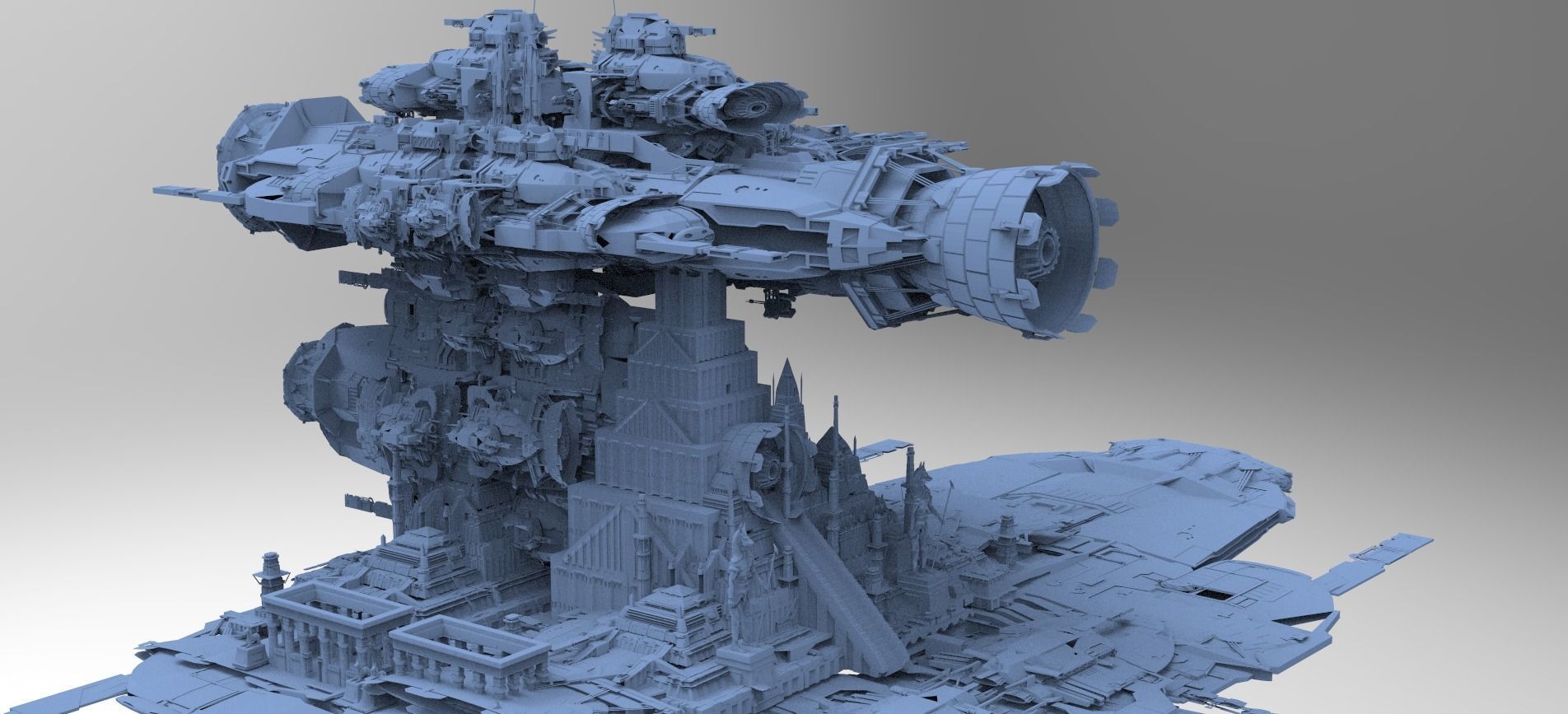 Alien Stargate Ship Drakes Military Vessel 3D model_1