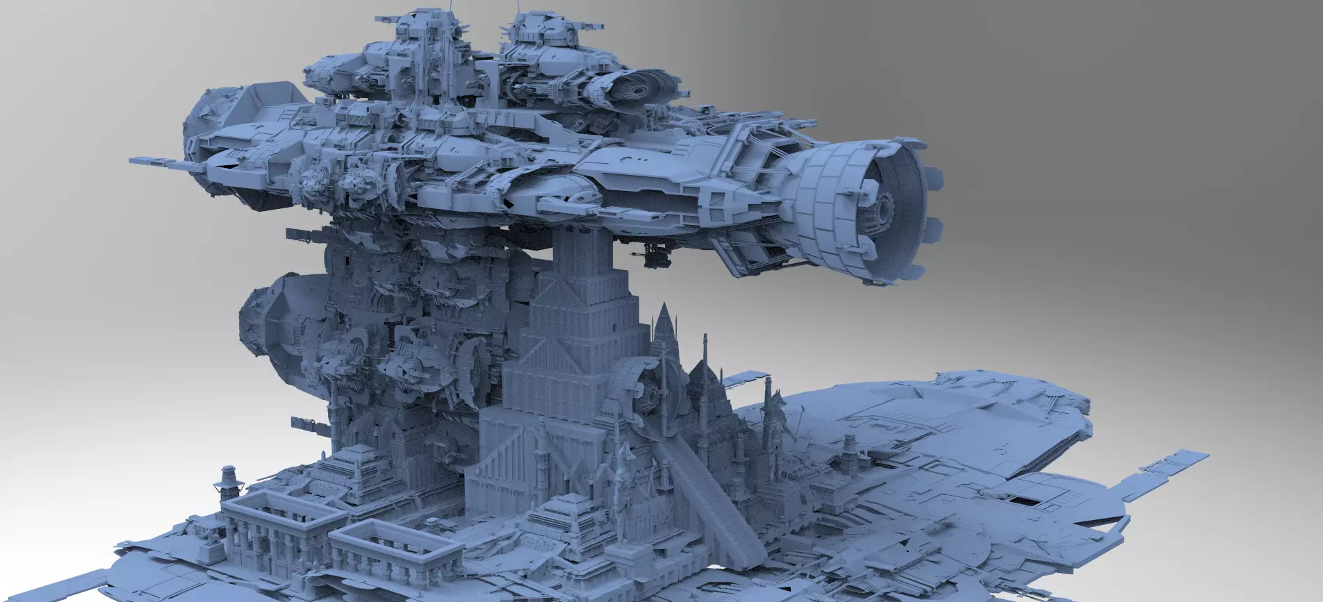 Alien Stargate Ship Drakes Military Vessel 3D model_0