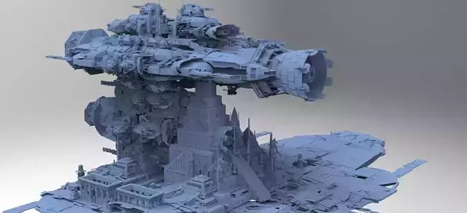 Alien Stargate Ship Drakes Military Vessel 3D model