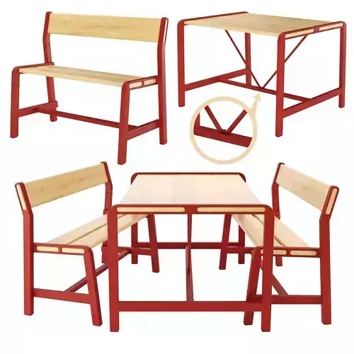 Ypperlig Ikea Childrens Bench And Table 3D model CGTrader