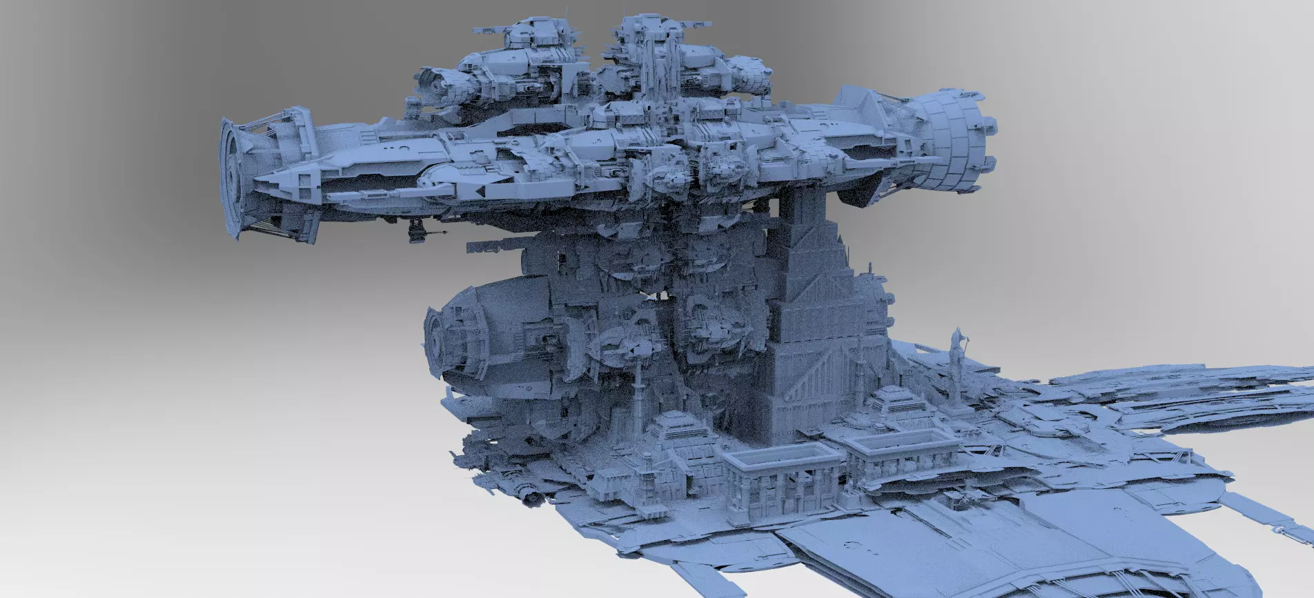 Alien Stargate Ship city Base 3D model_0