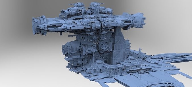Alien Stargate Ship city Base 3D model