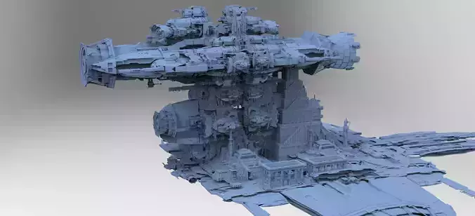Alien Stargate Ship city Base 3D model