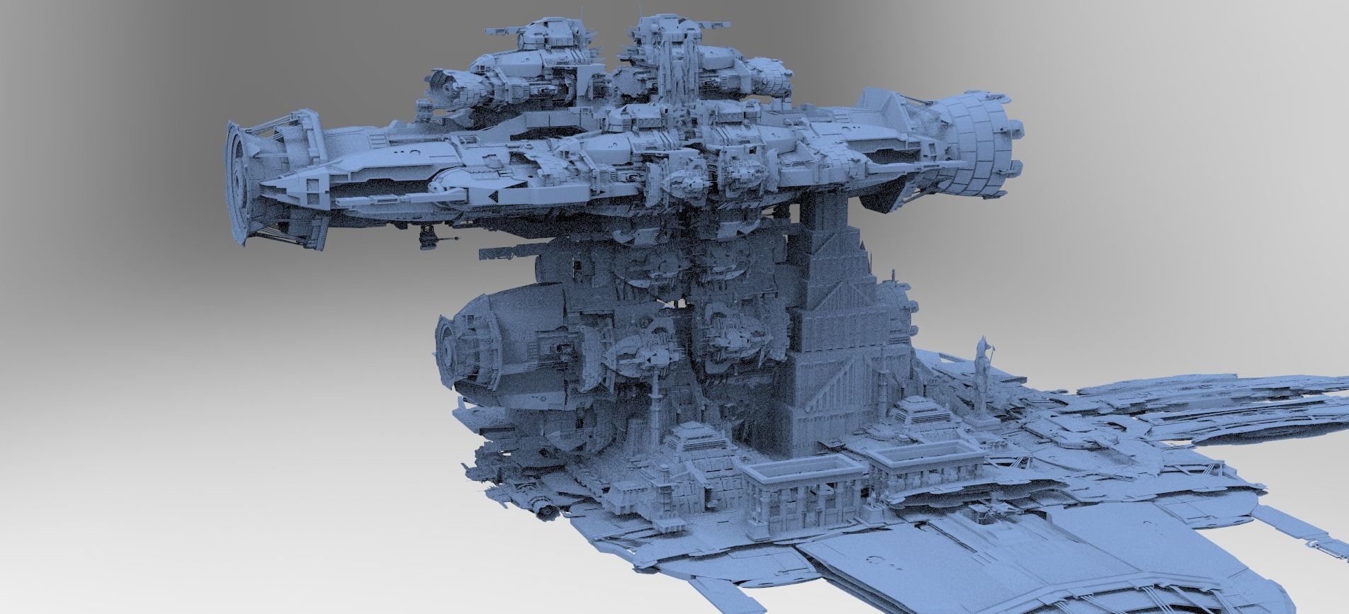 Alien Stargate Ship city Base 3D model_2