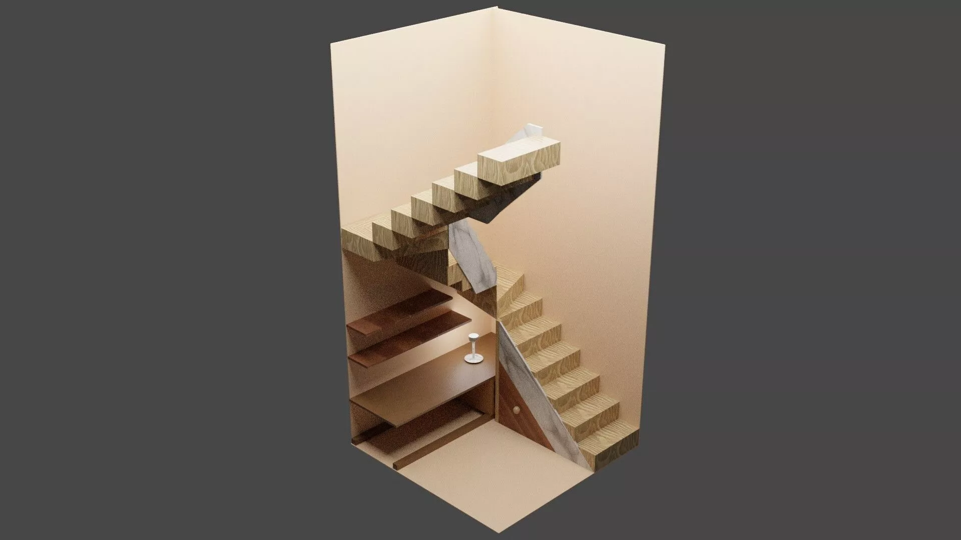 under stairs Free low-poly 3D model
