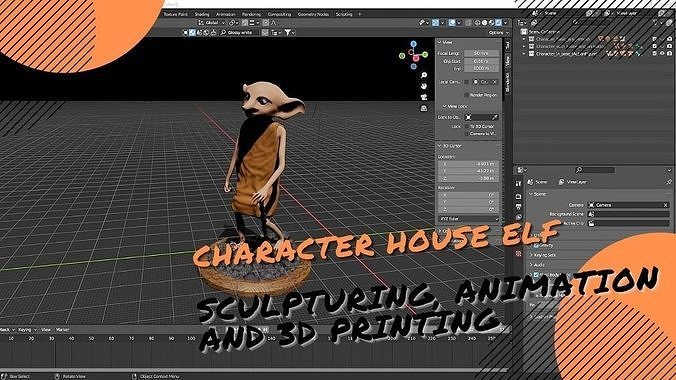 Character House Elf for animation and 3Dprinting all in one with Low-poly 3D model