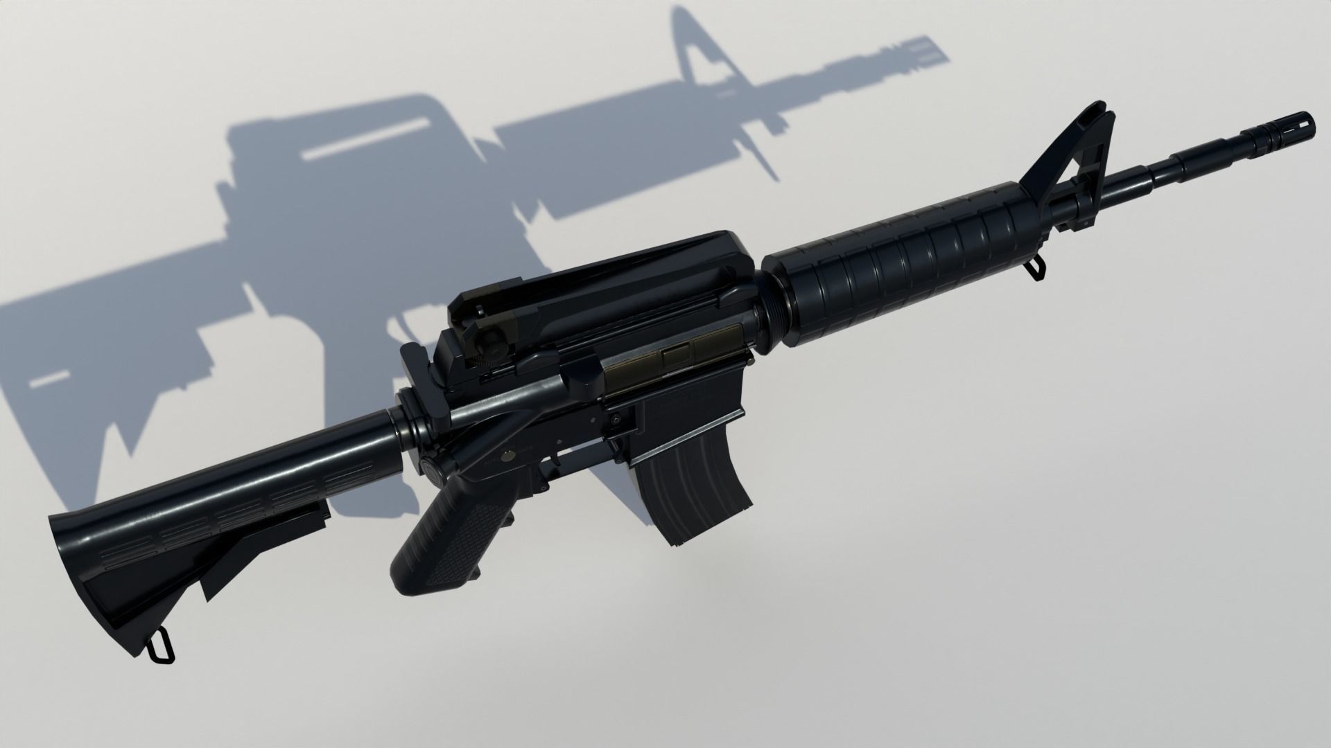 Game-ready 3D model of M4 carbine Low-poly 3D model_2