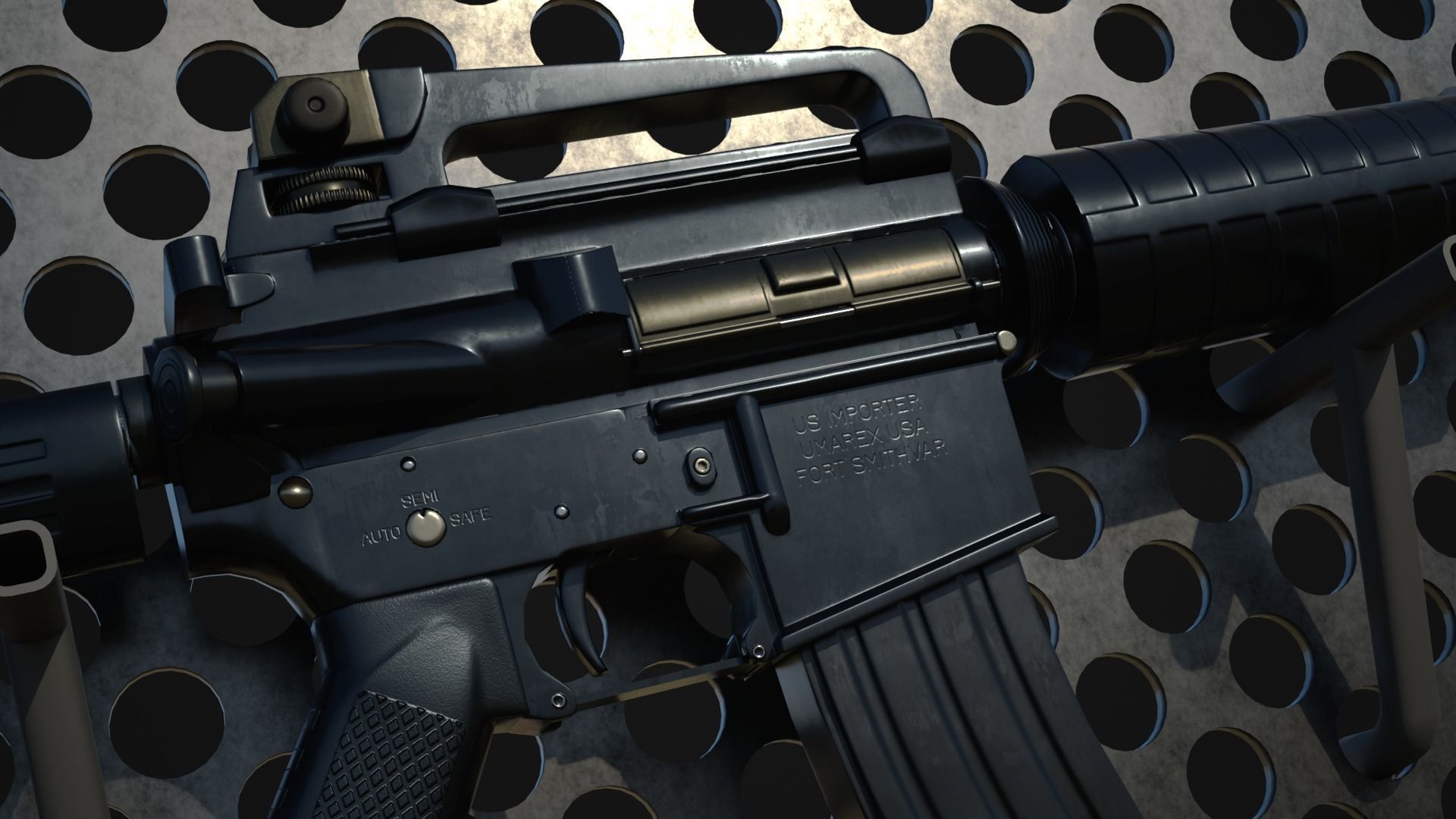 Game-ready 3D model of M4 carbine Low-poly 3D model_7