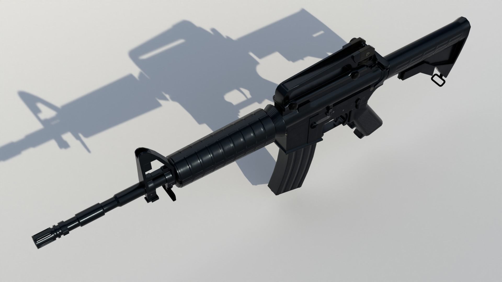 Game-ready 3D model of M4 carbine Low-poly 3D model_3