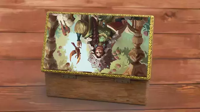 Vintage jewelry box PBR low-poly 3D model Low-poly 3D model