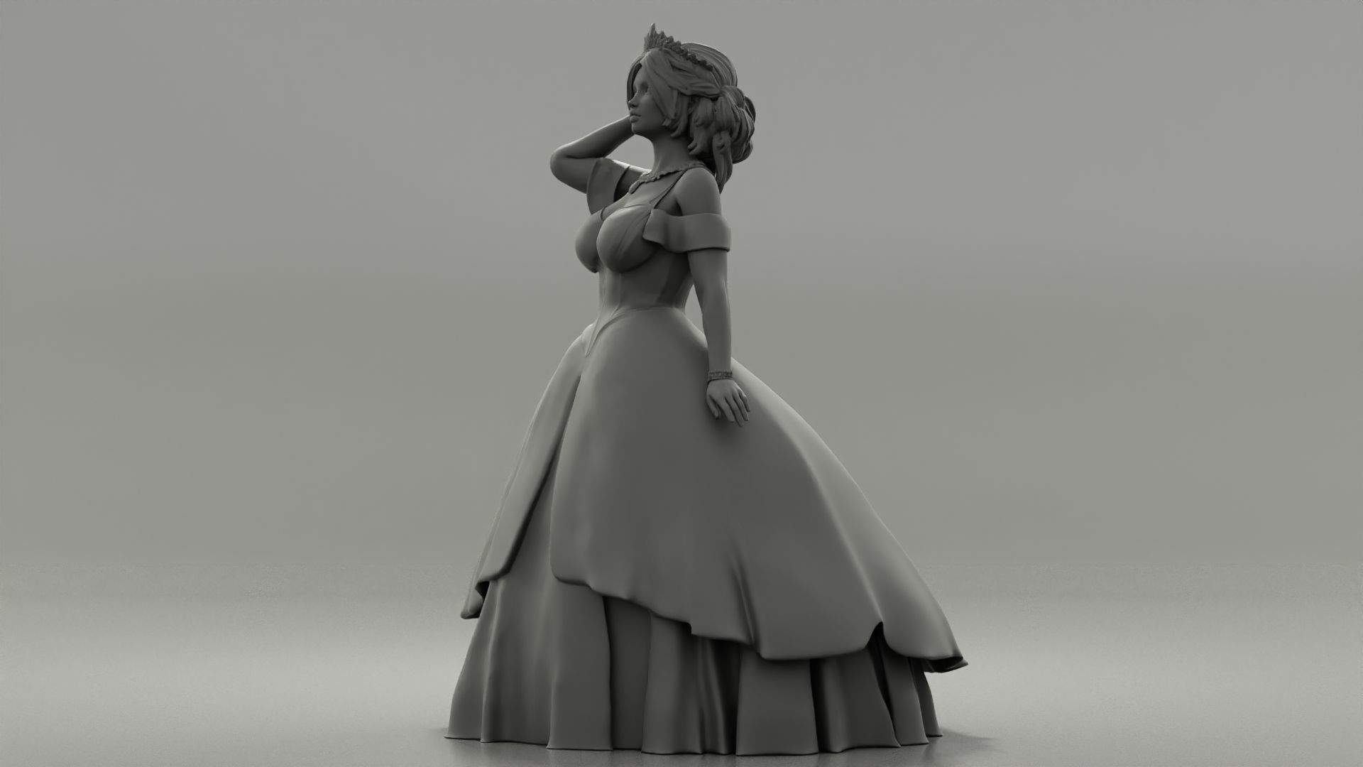 Beautiful Bride In White Dress On Her Wedding Day 3D print model_11