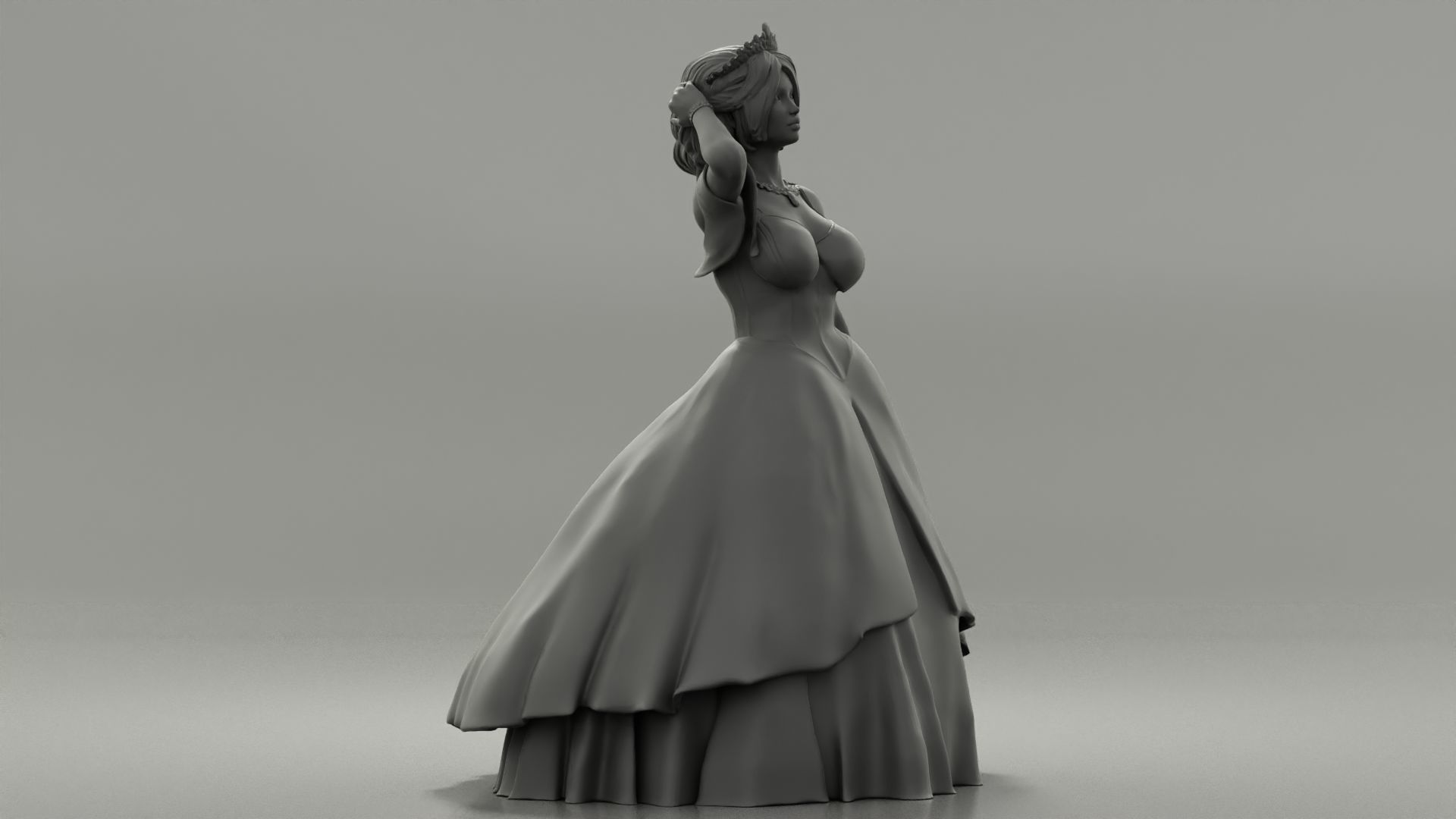 Beautiful Bride In White Dress On Her Wedding Day 3D print model_7