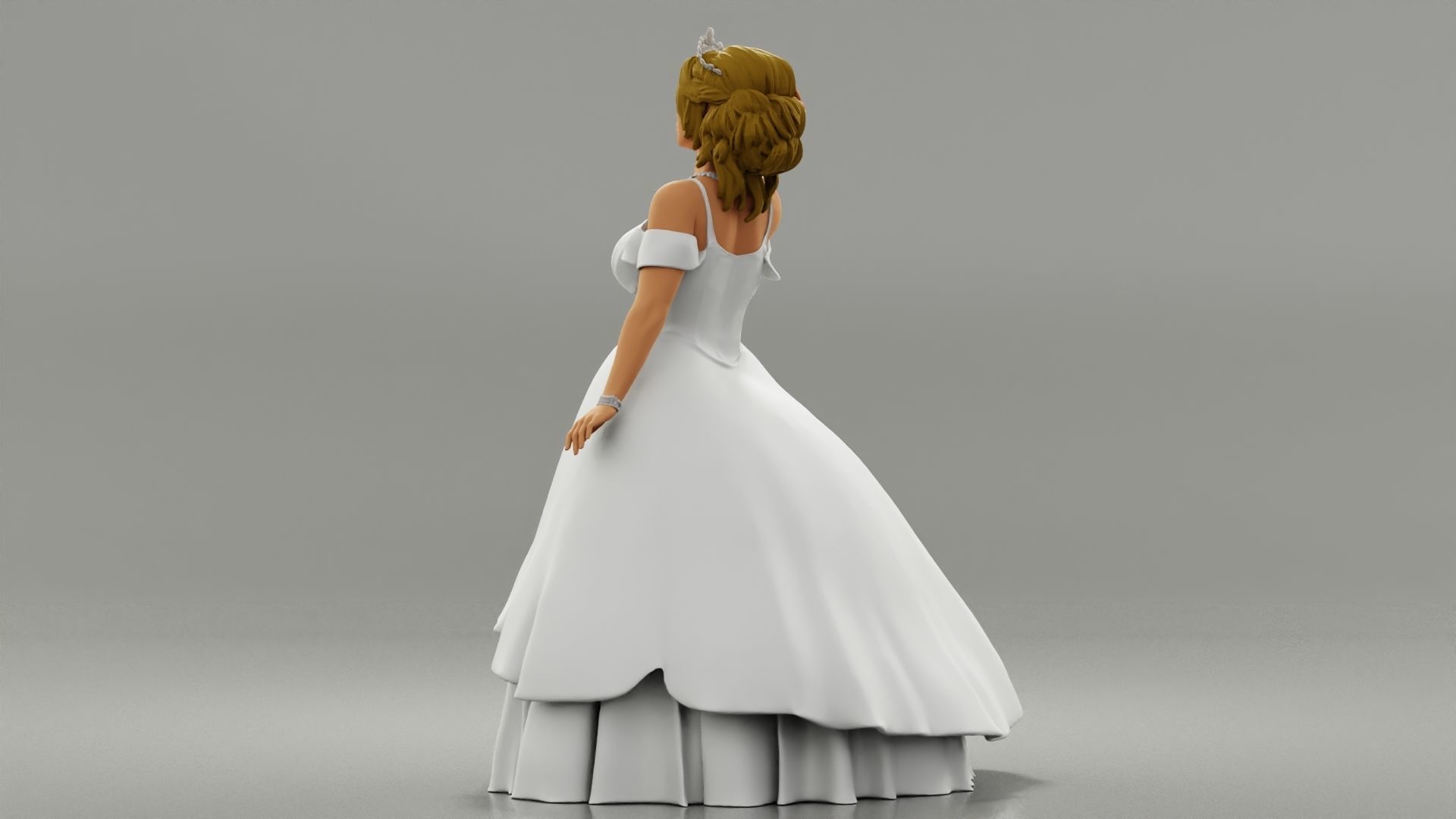 Beautiful Bride In White Dress On Her Wedding Day 3D print model_4