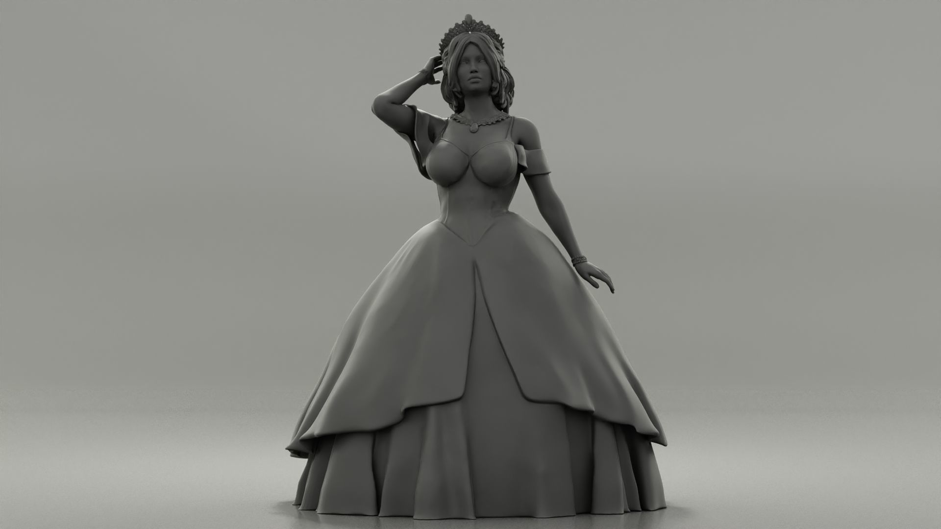 Beautiful Bride In White Dress On Her Wedding Day 3D print model_6