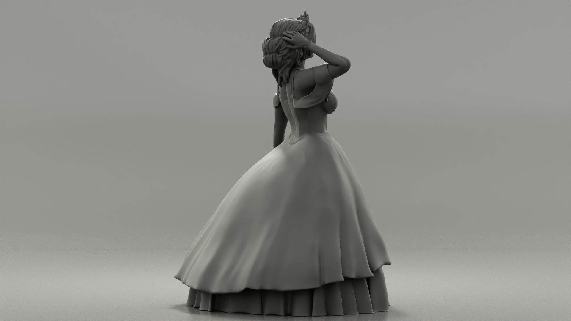 Beautiful Bride In White Dress On Her Wedding Day 3D print model_8