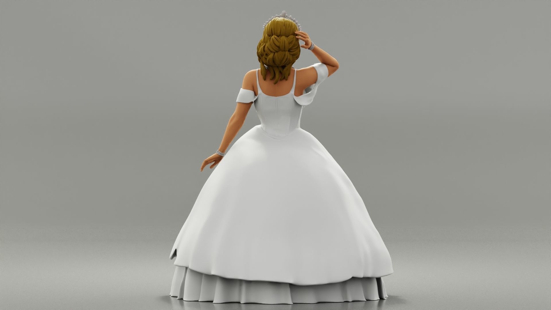 Beautiful Bride In White Dress On Her Wedding Day 3D print model_3