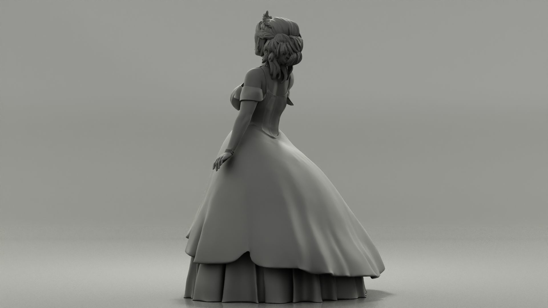 Beautiful Bride In White Dress On Her Wedding Day 3D print model_10