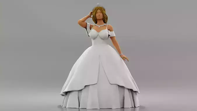 Beautiful Bride In White Dress On Her Wedding Day 3D print model