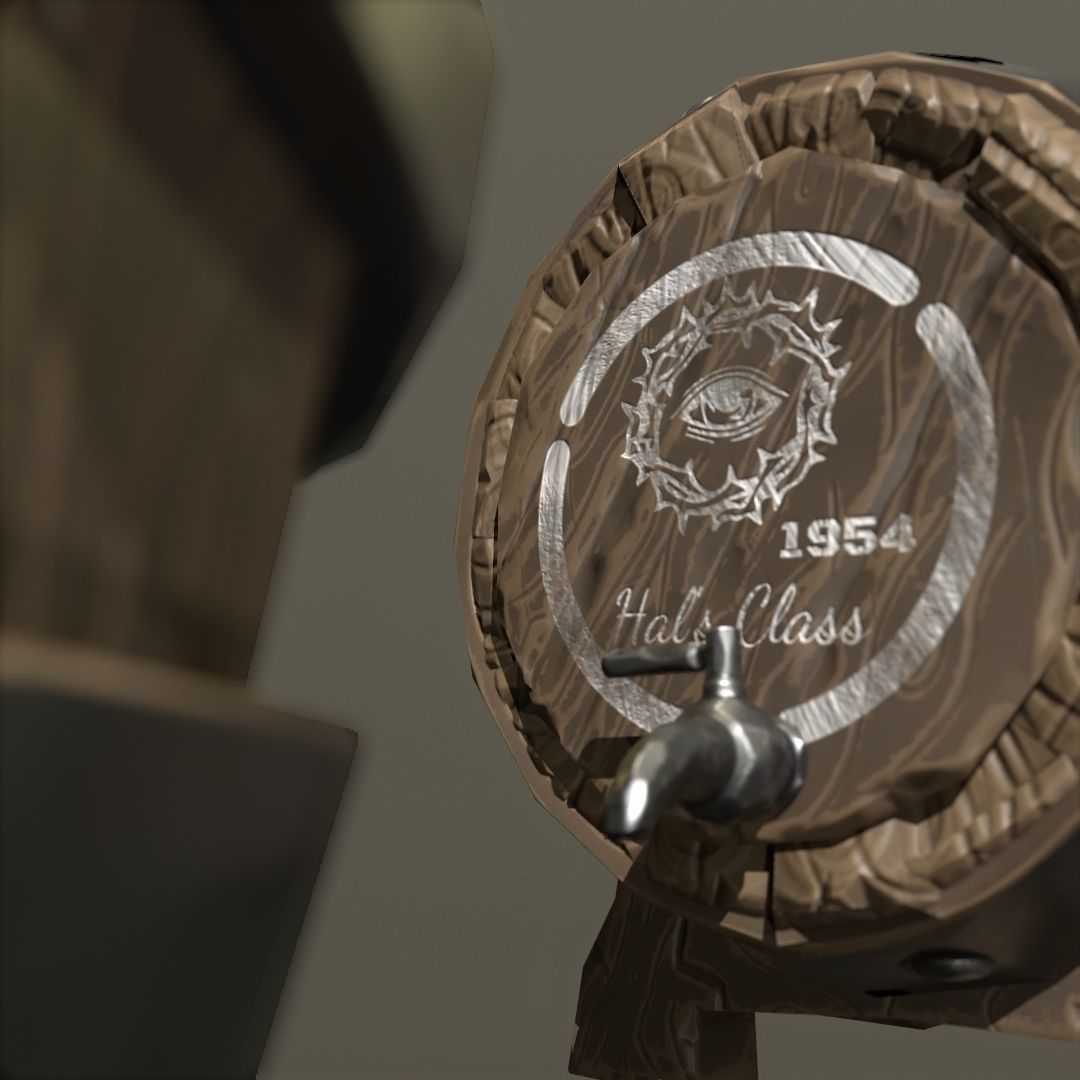 Barrel 3d pair of wooden barrels Low-poly 3D model_3