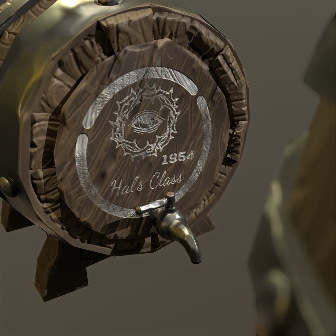 Barrel 3d pair of wooden barrels Low-poly 3D model_1