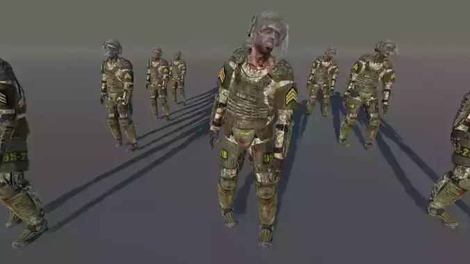 Zombie Army 1 Low-poly 3D model