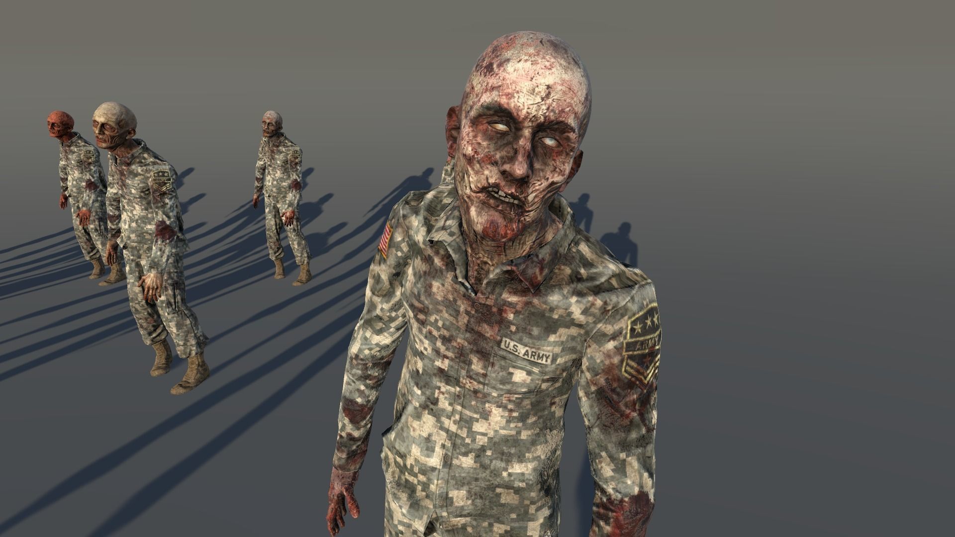 Zombie Army 2 Low-poly 3D model_9