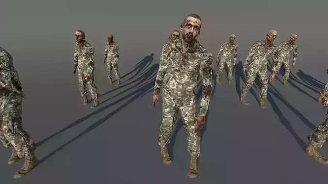 Zombie Army 2 Low-poly 3D model
