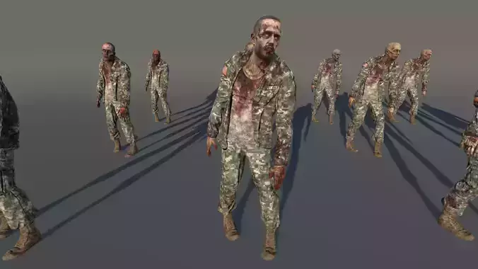 Zombie Army 3 Low-poly 3D model