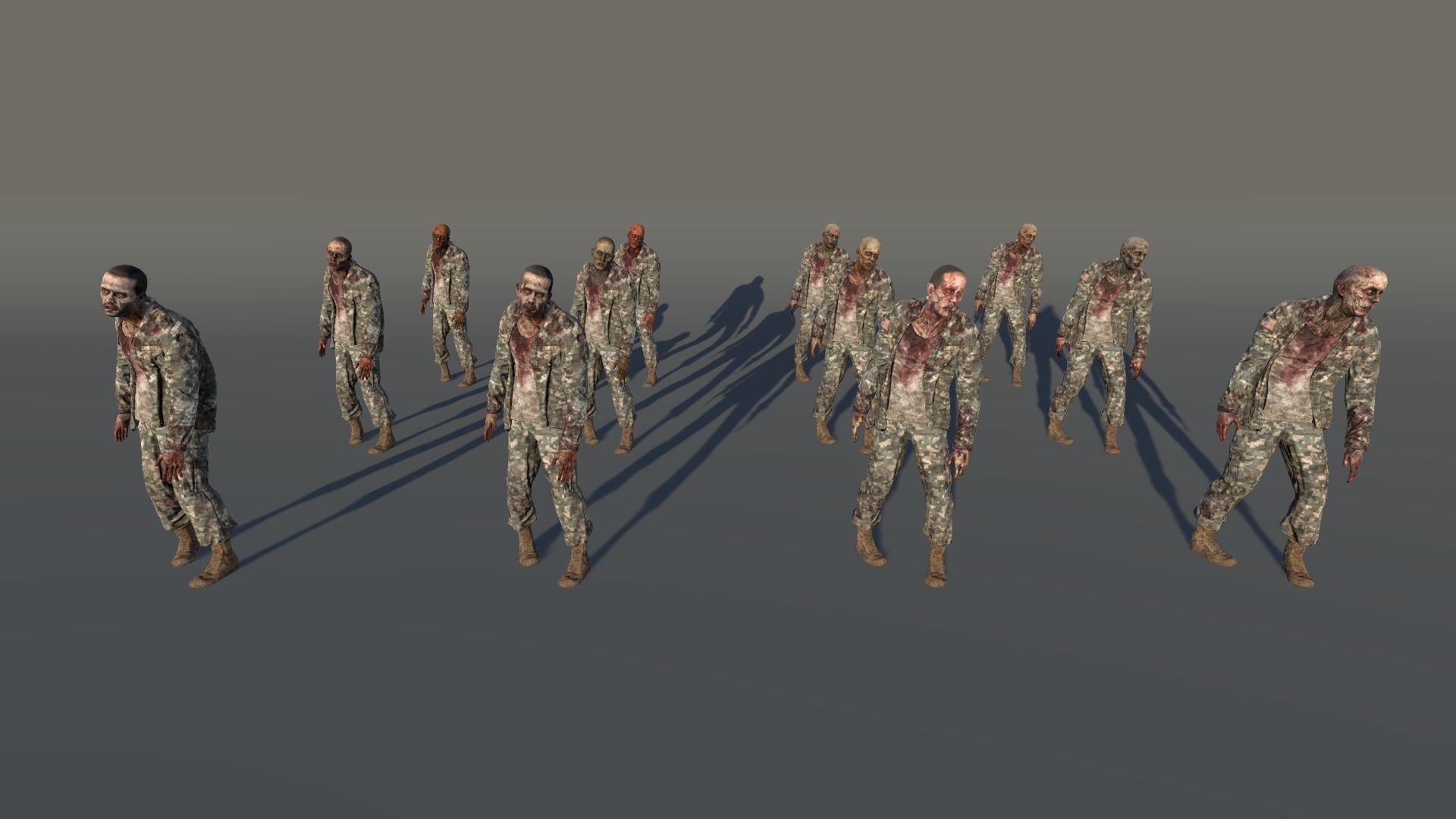 Zombie Army 3 Low-poly 3D model_1