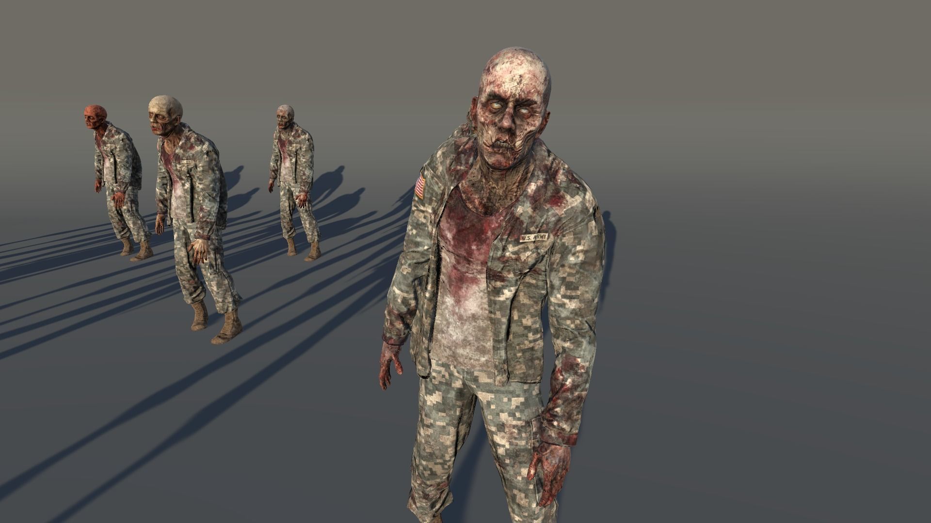 Zombie Army 3 Low-poly 3D model_5