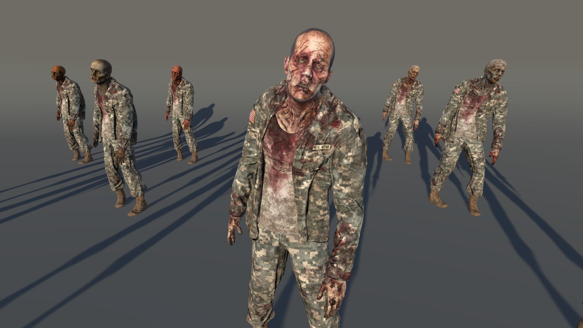 Zombie Army 3 Low-poly 3D model_4