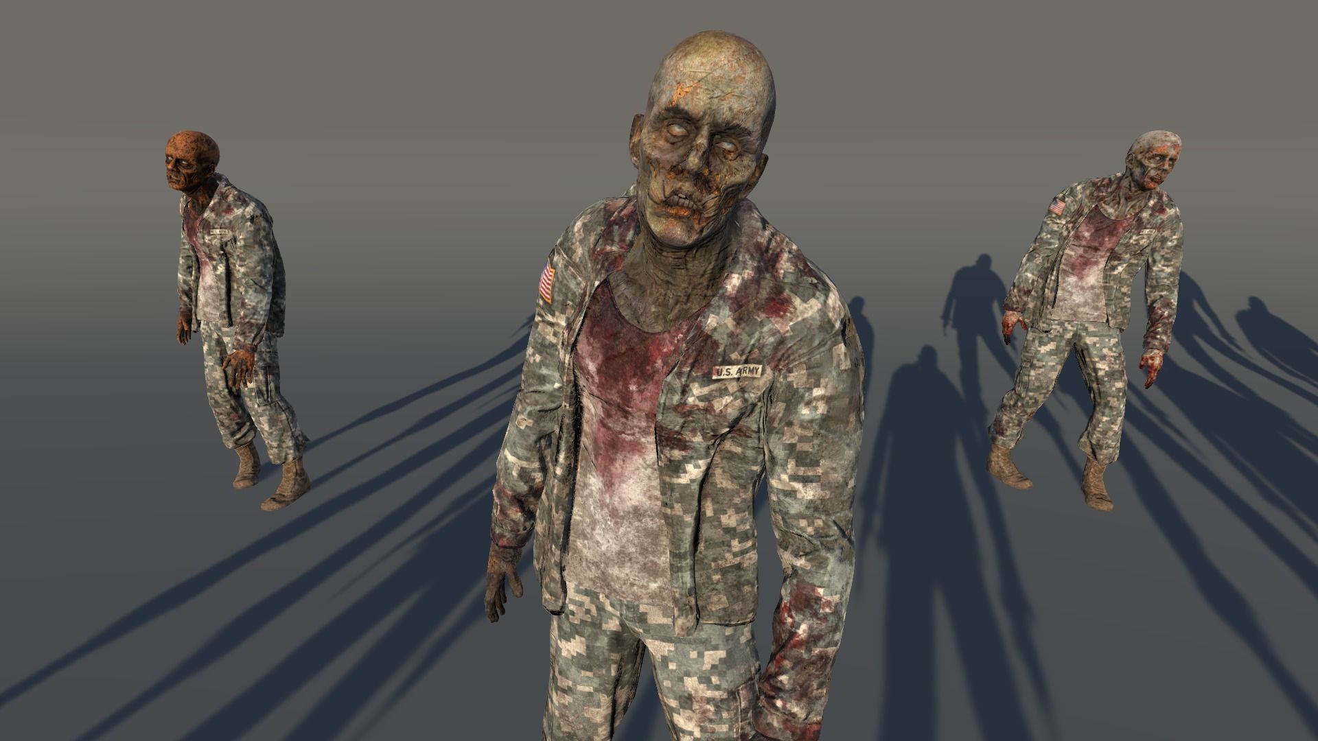 Zombie Army 3 Low-poly 3D model_7