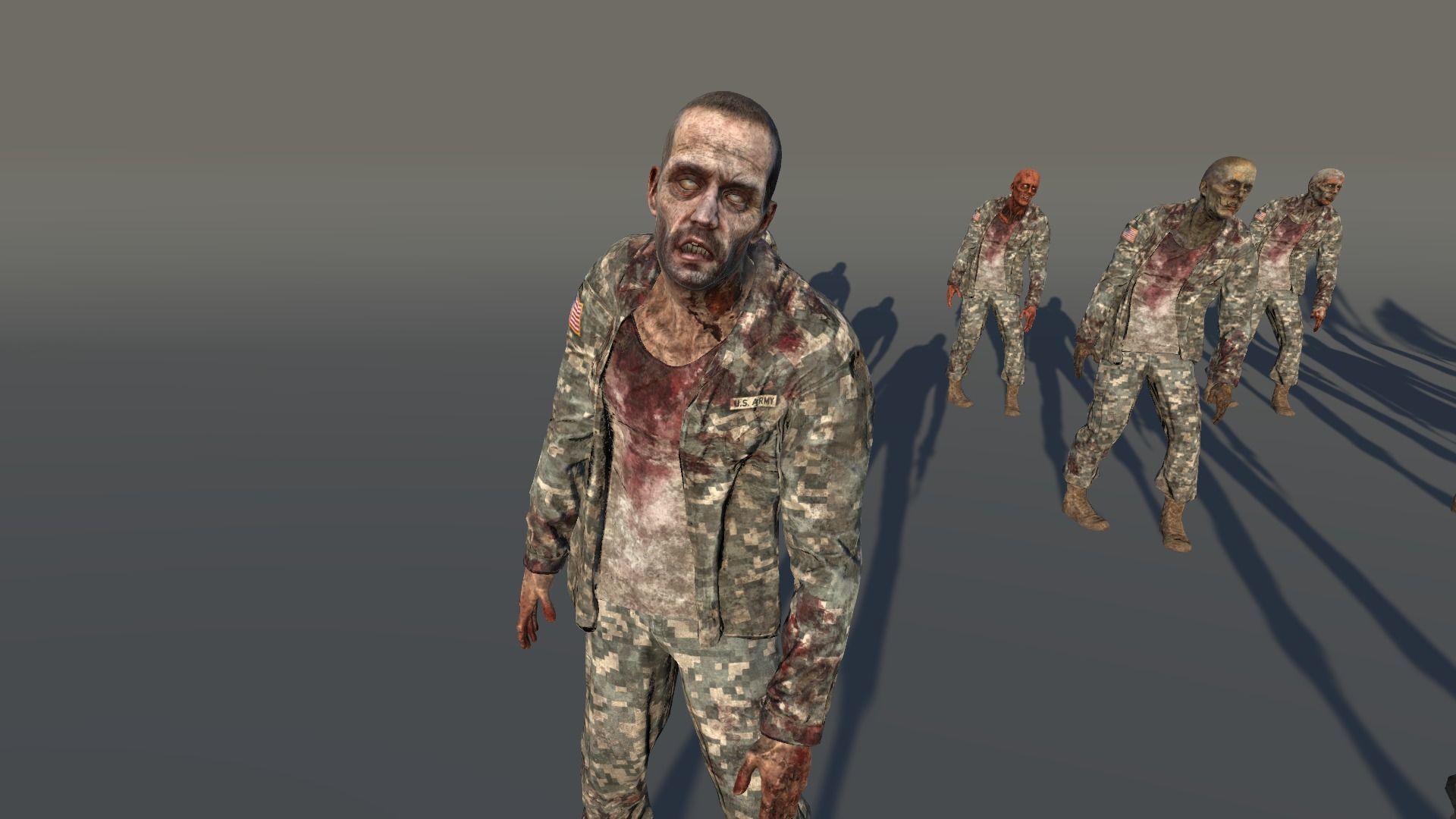 Zombie Army 3 Low-poly 3D model_2