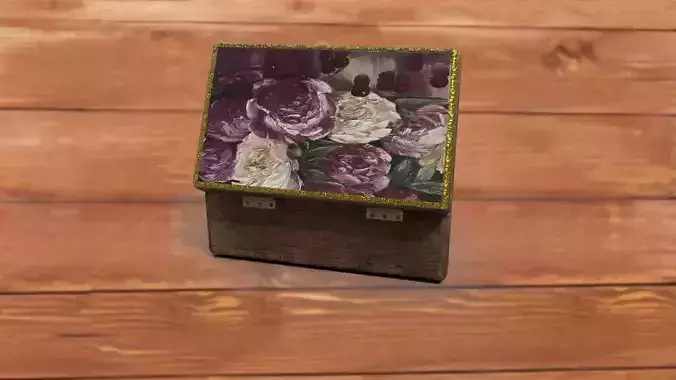 Vintage jewelry box PBR low-poly 3D model