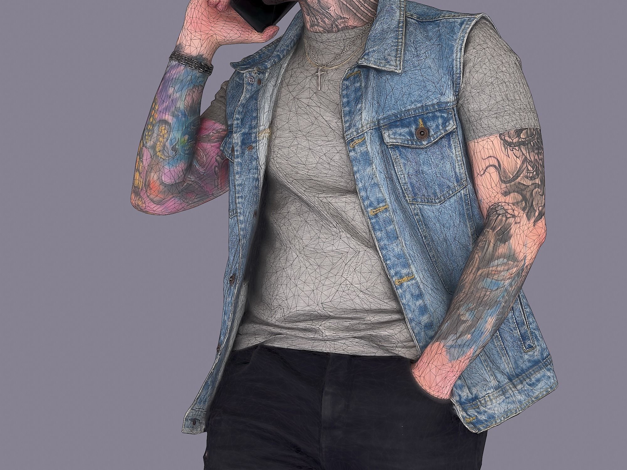 Dude Talking by Phone 3D model_10