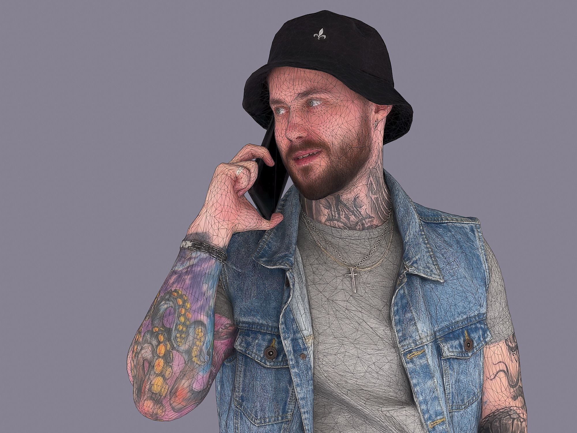 Dude Talking by Phone 3D model_8