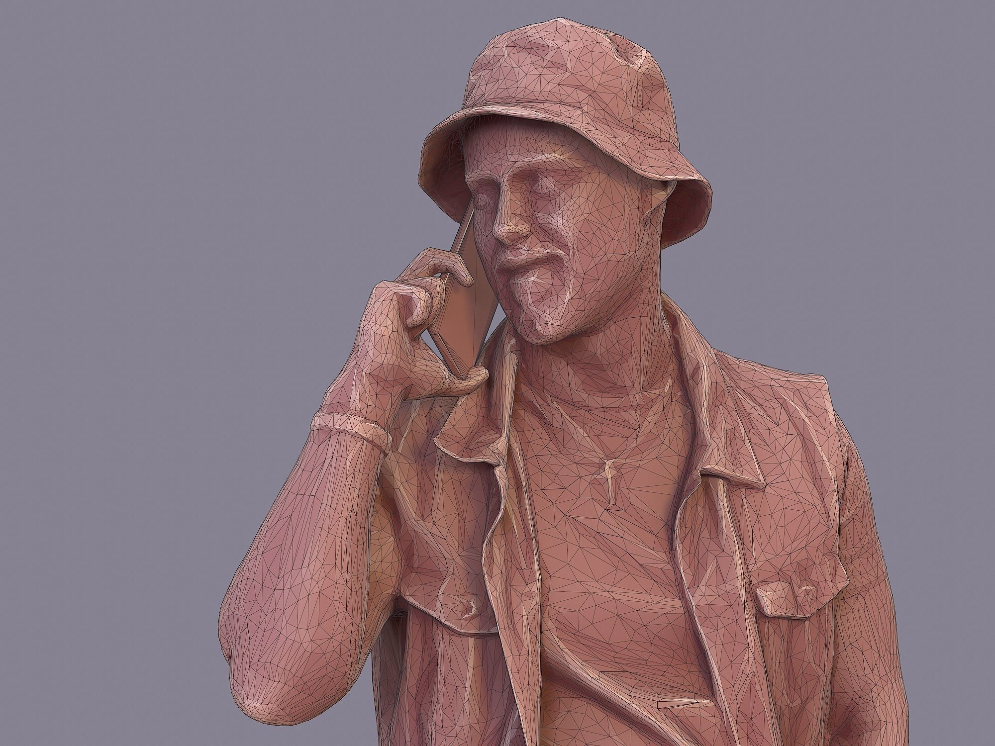 Dude Talking by Phone 3D model_9